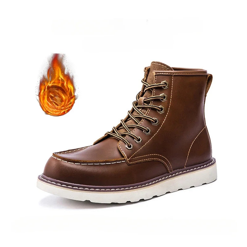 Red Black Winter Mens Shoes Desert Keep Warm Vintage Culture Rookie Mens Boots Motorcycle Boots Western Work