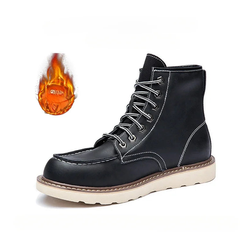 Red Black Winter Mens Shoes Desert Keep Warm Vintage Culture Rookie Mens Boots Motorcycle Boots Western Work