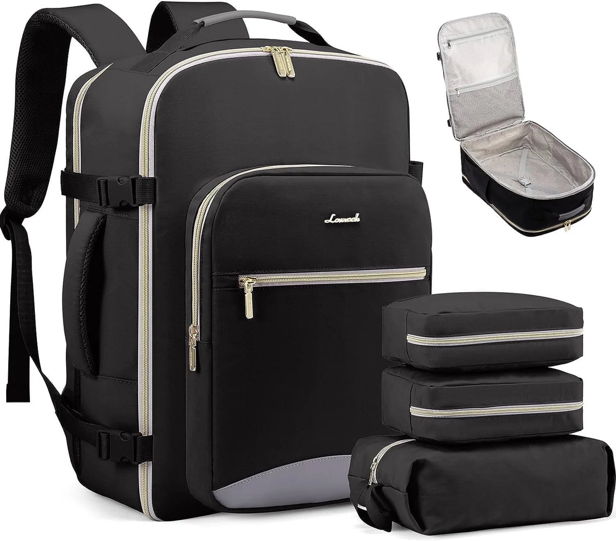Travel Luggage Backpack,Laptop Backpack for Women 17.3",40L Waterproof Carry-On Business Daypack Flight Approved Large Weekender Overnight Bag with 3 Packing Cubes