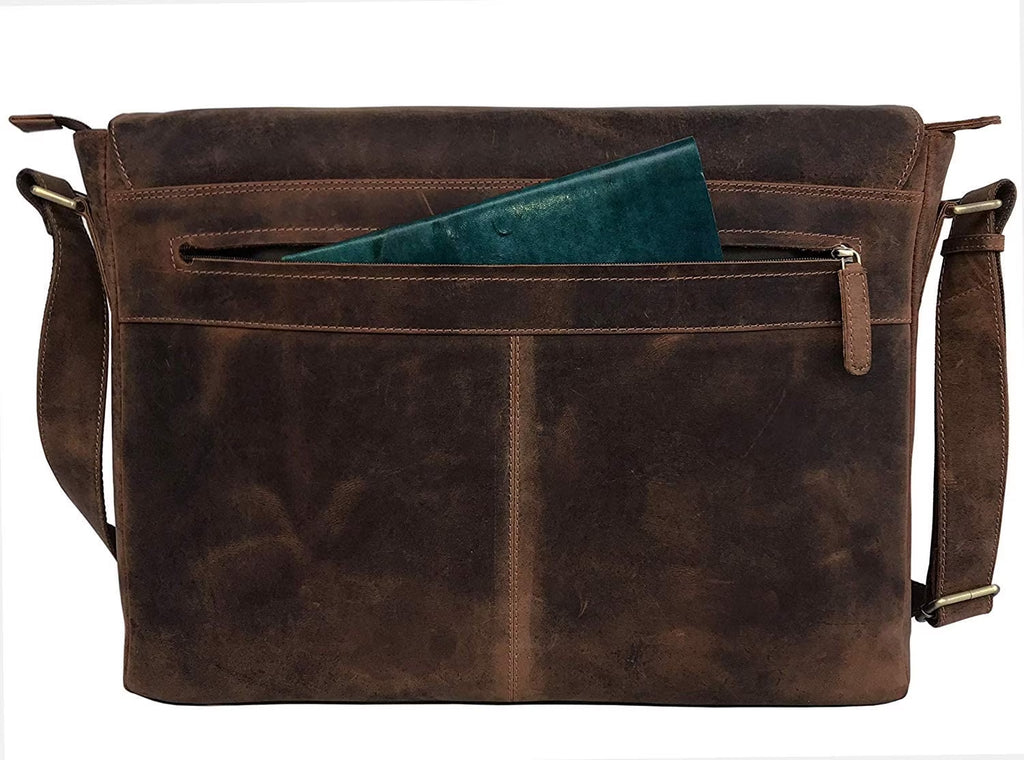 New  Adjustable Straps Vintage Leather 18 Inch Briefcase Shoulder Laptop Bag